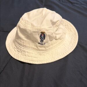 Polo by Ralph Lauren Kids White Bucket Hat with Bear Logo